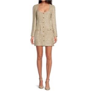 Gianni Bini Elegant Beige sequin Button-Down Dress